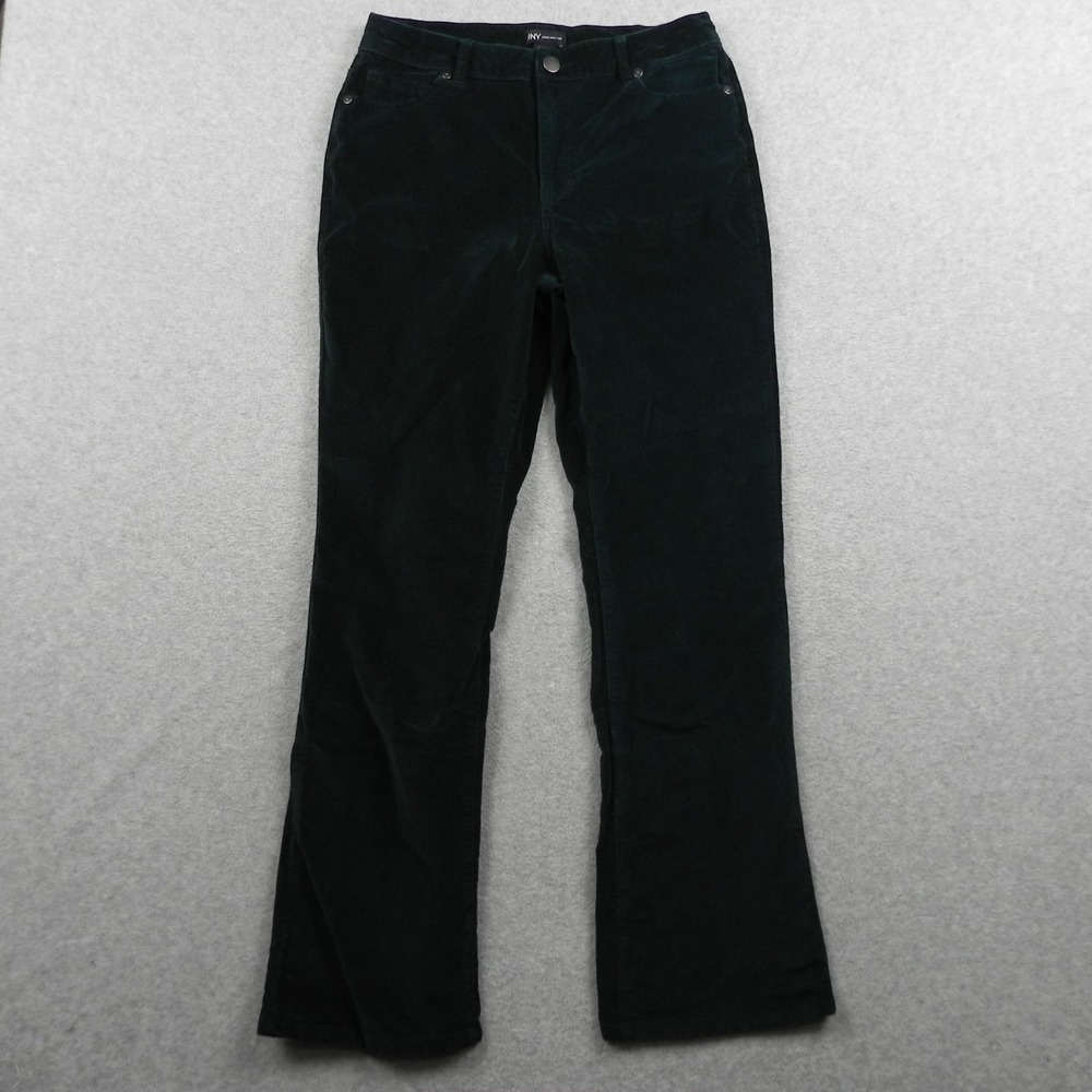 JNY Jones New York Jeans Womens‎ 10 Velvet Flared Stretch 5-Pocket Dark Green